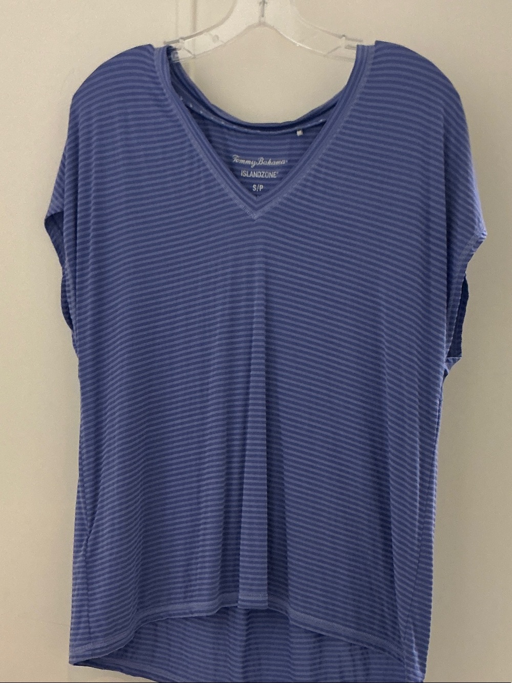 Tommy Bahama Blue Striped V-Neck Tee